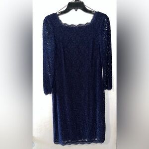Adrianna Papell - Elegant Navy Lace Dress - Size 8